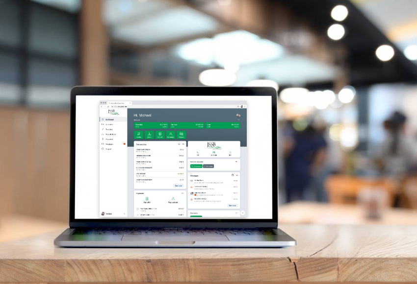 JSSB digital banking on the computer screen.